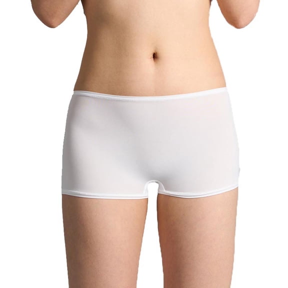 Voncos Womens White Comfortable Boyshort Underwear - Stretchy Nylon Spandex, Flat Seam No Roll, Breathable 1 Piece,Size S