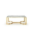 thumbnail image 1 of Vonda Gold Steel Base Rectangular Marble Coffee Table In Grey White, 1 of 2