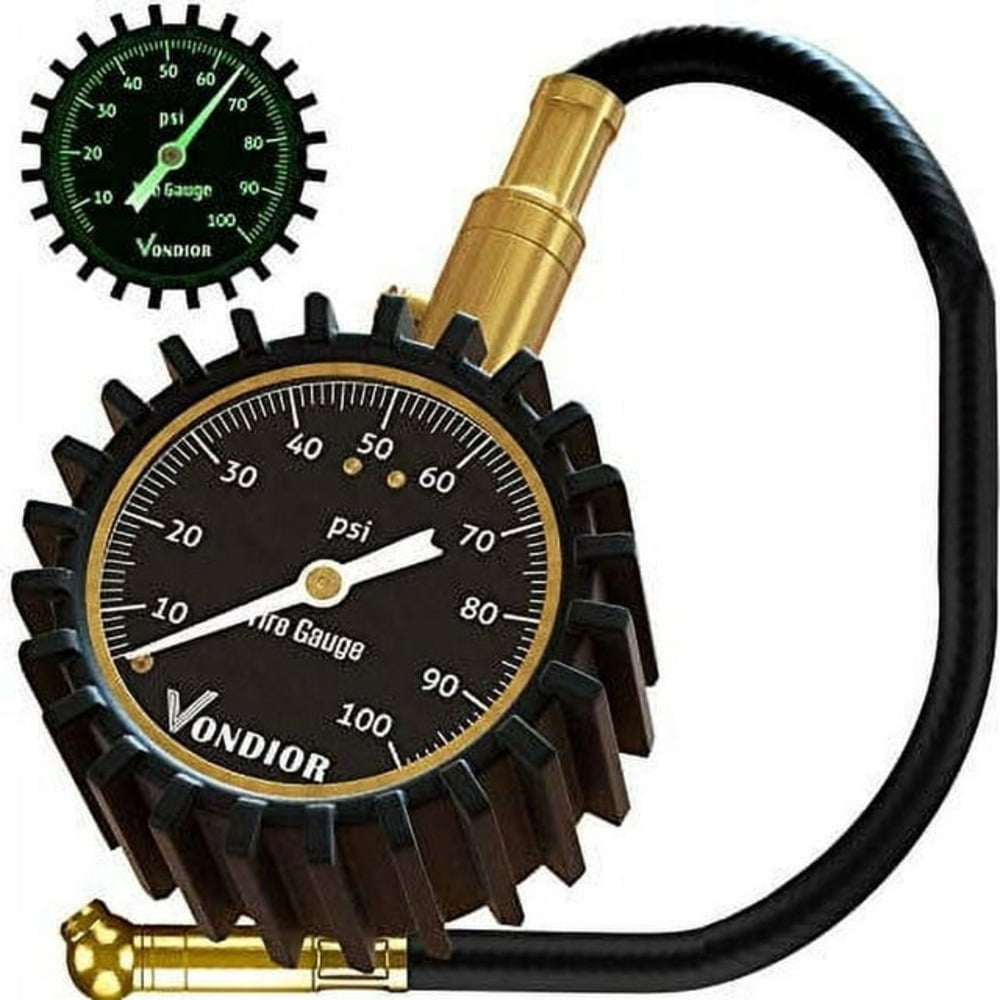 Vondior Heavy-Duty Tire Pressure Gauge 100 PSI 2 Inch with Easy-to-Read Glow Dial Heavy Duty