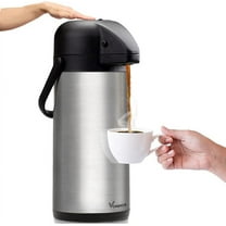 Vondior Large 85 Oz Silver Thermal Hot Beverage Urn - Insulated Air Pot for Liquid Drink for Father's Day Gifts