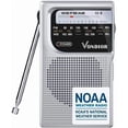 thumbnail image 1 of Vondior NOAA Weather Radio, Emergency AM/FM, Best Reception Long Lasting Transistor, 1.1'' H, Silver, 1 of 7