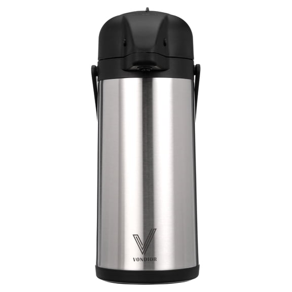 Vondior Thermal Airpot Coffee & Tea Beverage Urn, Silver, Large, 102 oz