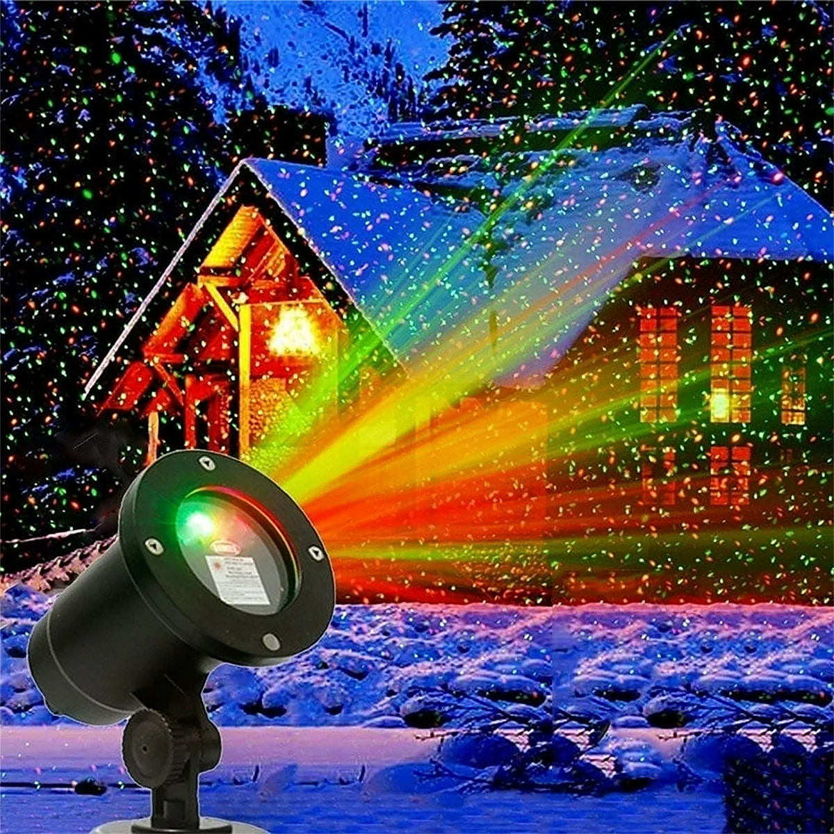 Vongem Christmas Projector Lights Outdoor, Laser Lights Outdoor Projector Lights Spotlight with Moving Red \u0026 Green Christmas Decorative Patterns for Holiday Party Garden Landscape Decorations