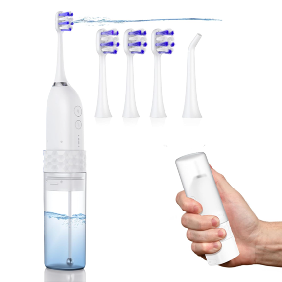 Vongem Electric Toothbrush with Water Flosser Cordless, 2-in-1 Brushing & Flossing Combo Electric Toothbrush for Adults, Built-in Water Tank  ,Water Flosser for Travel and Home