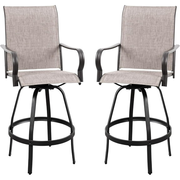 Vongrasig Patio Swivel Bar Chairs, All Weather Metal Textile Swivel Bar Stools, Outdoor High Top Bistro Chairs for Backyard, Lawn Garden, Balcony