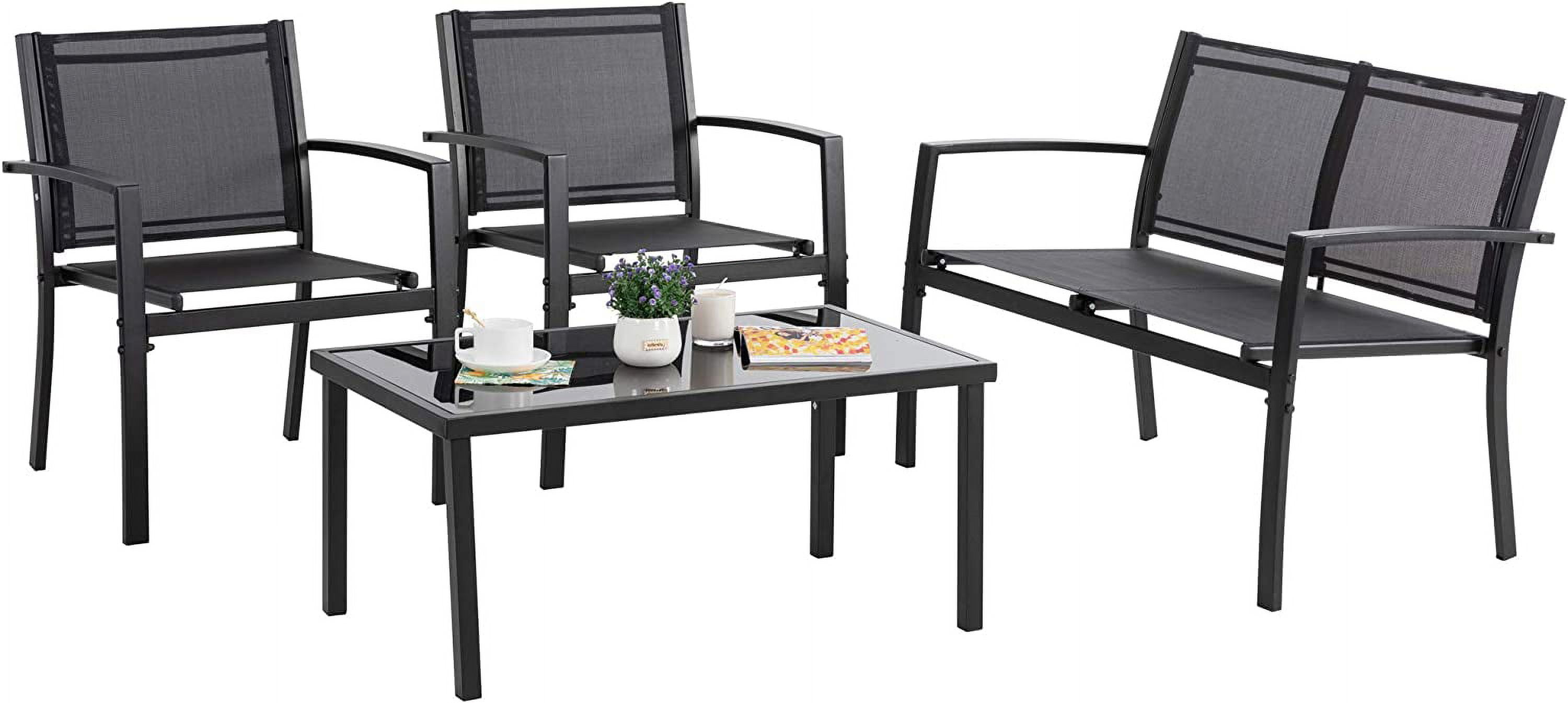 Vongrasig 4 Pieces Patio Furniture Sets, Outdoor Patio Conversation