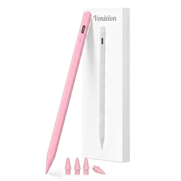 Stylus Pen for iPad with Shortcuts & Battery Display – 15-Min Fast Charge, Palm Rejection, Tilt Sensitivity, Magnetic – Compatible with iPad Pro/Air/Mini (2018-2026) – Pink