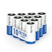 Voniko CR123A Lithium Batteries 10 Pack, Non-Rechargeable Battery with 10 Years Shelf Life