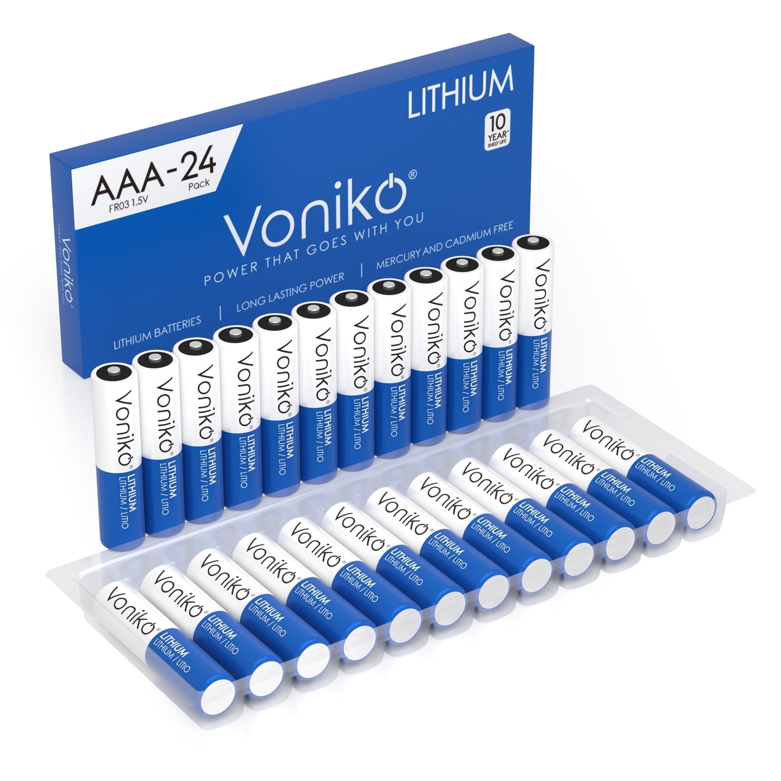 Voniko Lithium AAA Batteries 24 Pack, 1.5V 1200mAh Non-Rechargeable Triple A Battery for Flashlight, Toys, Remote Control