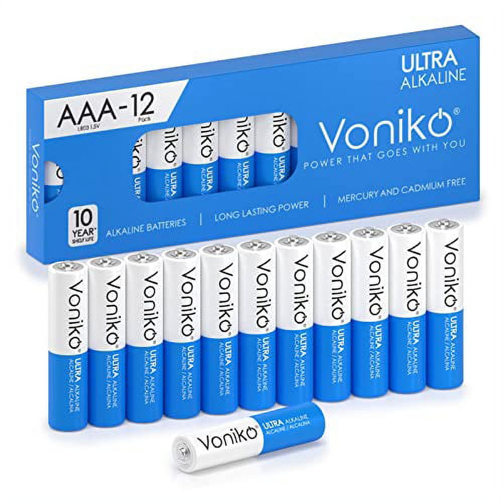 Voniko Premium Grade AAA Batteries 12 Pack Alkaline Triple A