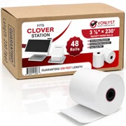 Vonlyst Receipt Paper Rolls 3 1/8" x 230 for Clover Station 48 rolls