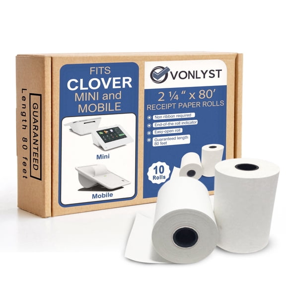 Vonlyst Thermal Paper Roll 2 1/4 x 80 for Clover Mini and Clover Mobile Thermal Printer (10 Rolls)