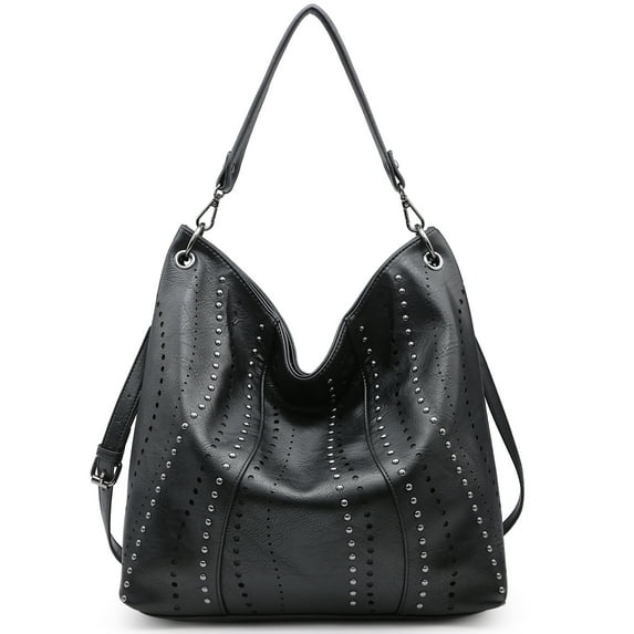 Vonmay Hobo Bag for Women Large Capacity Shoulder Bag Soft Leather with decorative studs