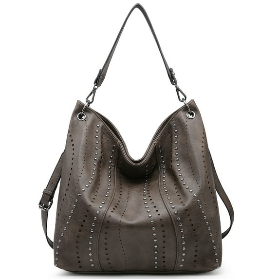 Vonmay Hobo Bag for Women Large Capacity Shoulder Bag Soft Leather with decorative studs