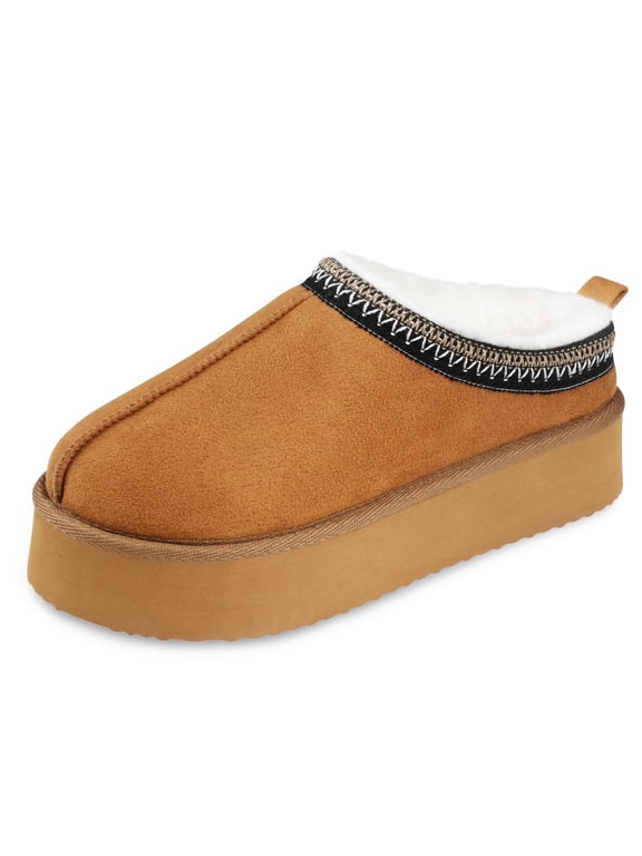 Women's Cozy Platform Slippers, Warm Faux Fleece-Lined Indoor Outdoor Slippers with Anti-Slip Sole, Stylish and Comfortable Winter House Shoes