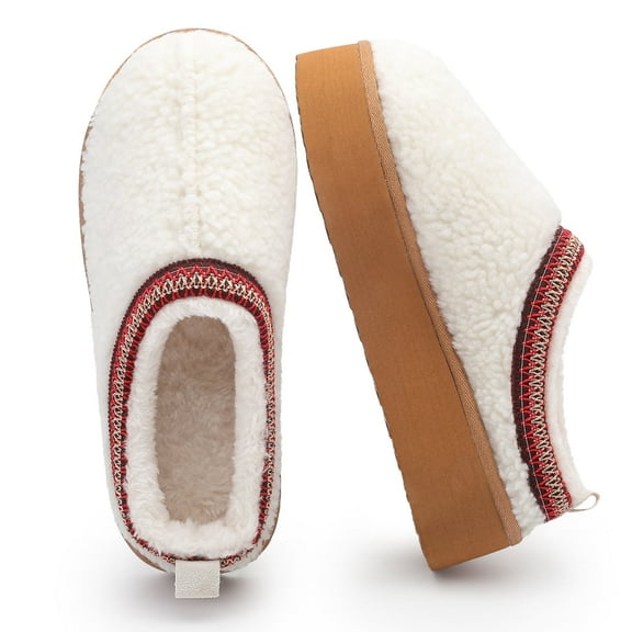 Vonmay Women's Cozy Platform Slippers, Warm Faux Fleece-Lined Indoor Outdoor Slippers with Anti-Slip Sole, Stylish and Comfortable Winter House Shoes