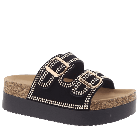 Vonmay Women’s Platform Slide Sandals, Lightweight Cork Footbed, Adjustable Buckle