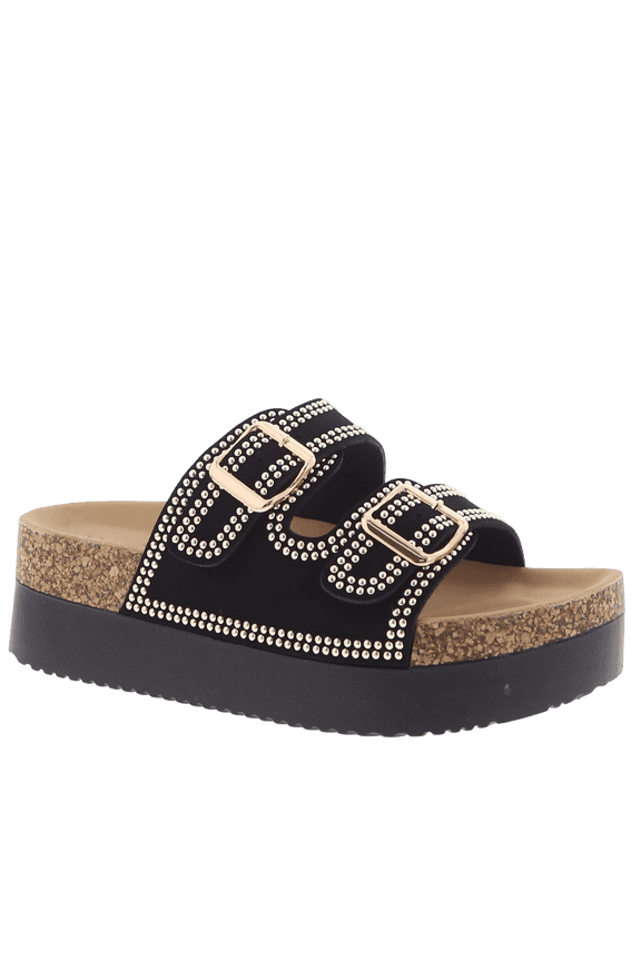 Women’s Platform Slide Sandals, Lightweight Cork Footbed, Adjustable Buckle
