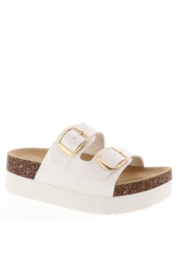 Women’s Platform Slide Sandals, Lightweight Cork Footbed, Adjustable Buckle