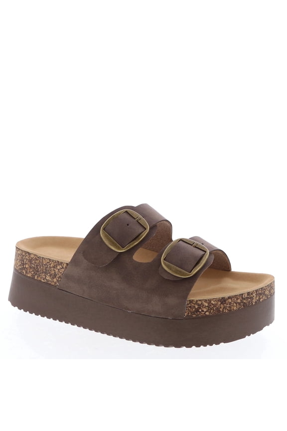 Women’s Platform Slide Sandals, Lightweight Cork Footbed, Adjustable Buckle
