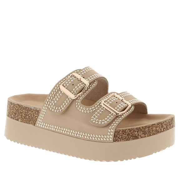 Vonmay Women’s Platform Slide Sandals, Lightweight Cork Footbed, Adjustable Buckle