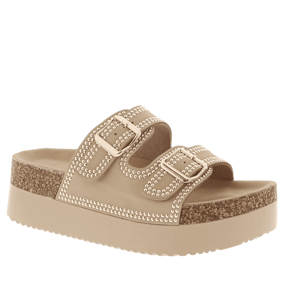 Vonmay Women’s Platform Slide Sandals, Lightweight Cork Footbed, Adjustable Buckle