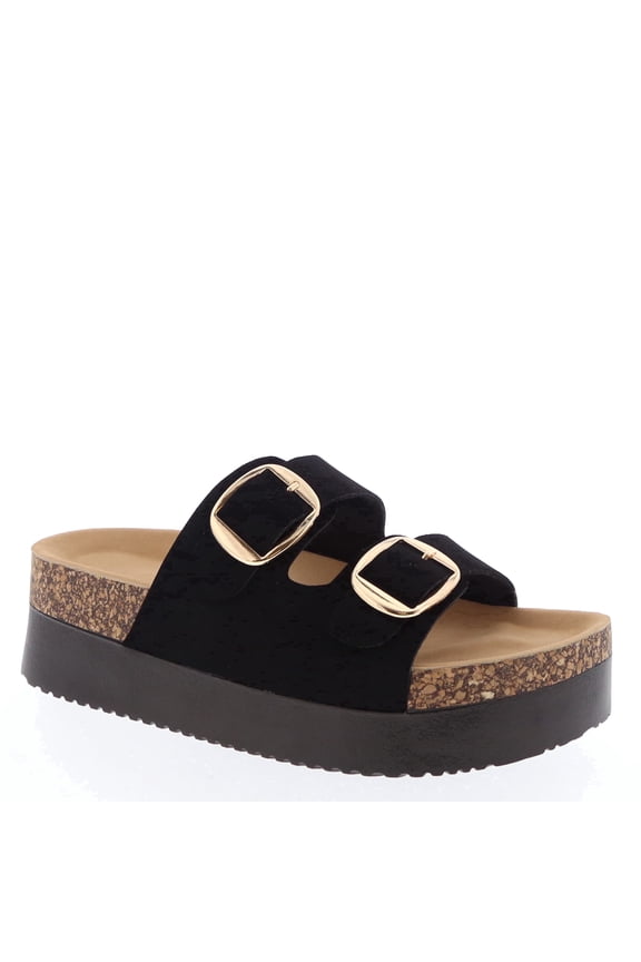 Women’s Platform Slide Sandals, Lightweight Cork Footbed, Adjustable Buckle