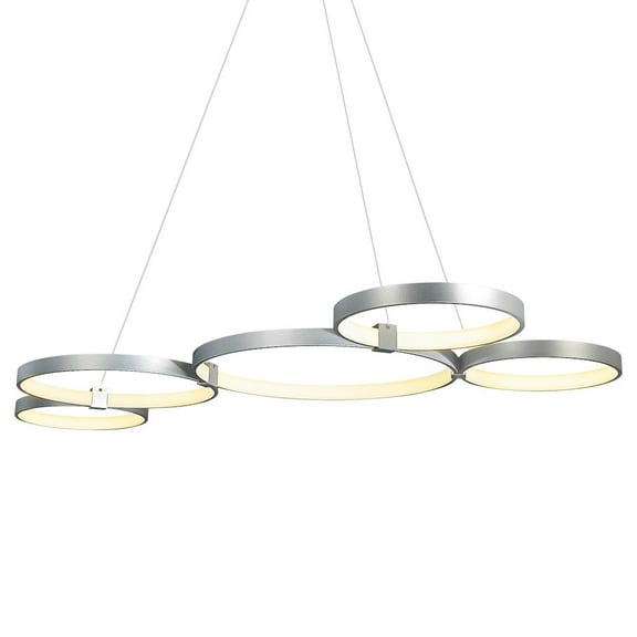VONN Lighting Integrated LED Chandelier Height Adjustable Multi-Ring Pendant Light in Silver