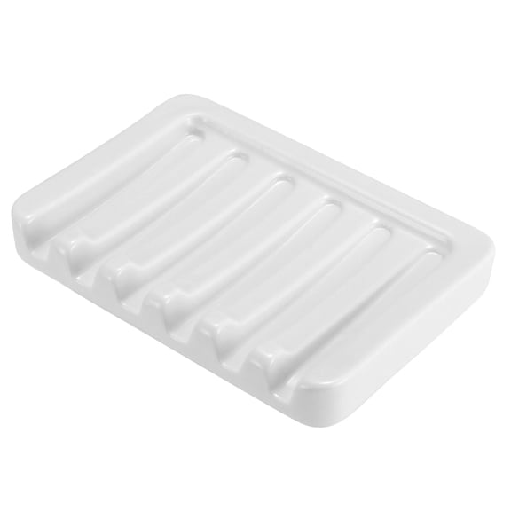 Vonpri 1Pack Self Draining Soap Dish, Ceramic Soap Container Tray, Dish Soap Holder for Kitchen, Bathroom, Shower, Quickly Drain Water, Easy to Clean White