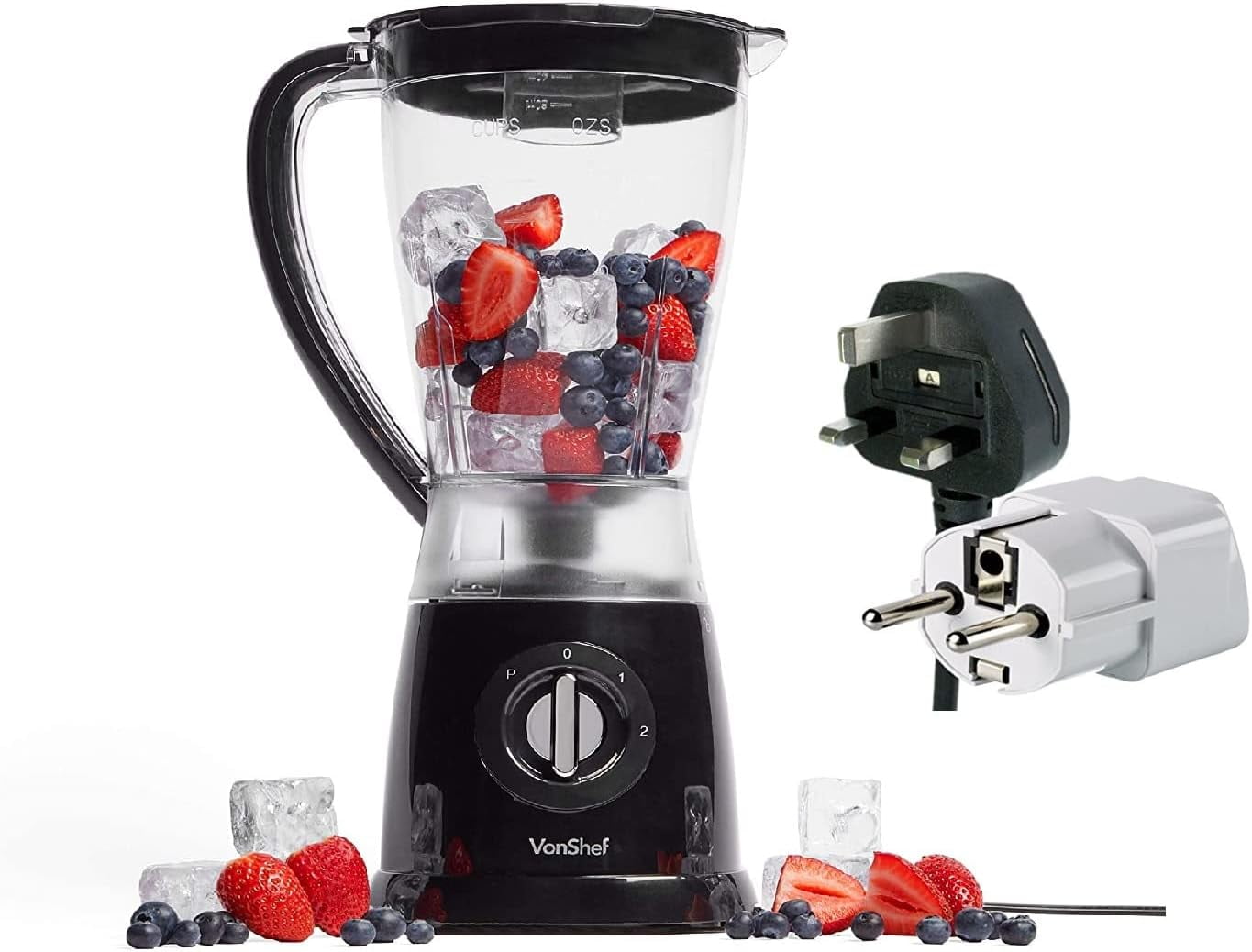 Vonshef 220 Volt Blender500 Watts1.5LBlender, Juicer, Smoothie Maker With 2 Speed Settings