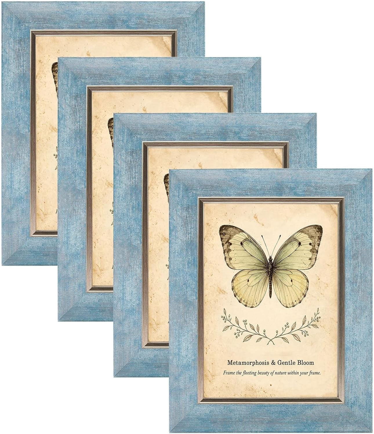 Rustic Picture Frame Set Vontix 5x7 Picture Frames Set of 4,Rustic Retro Photo Frame(Blue) | HD ...