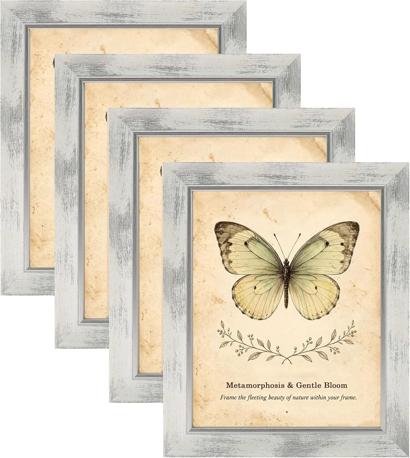 Rustic Picture Frame Set Vontix 8x10 Picture Frames Set of 4,Rustic Retro Photo Frame(White ...