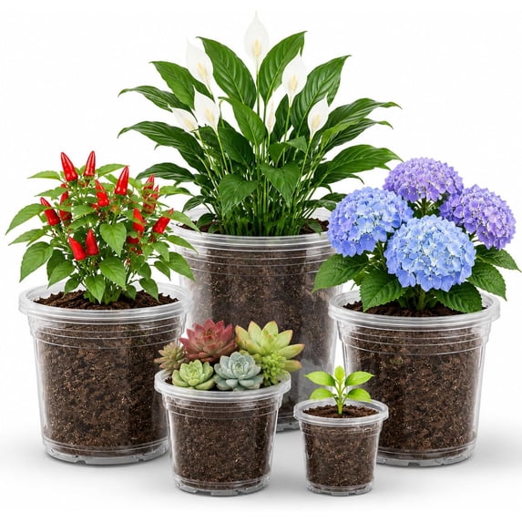 Pot Making Transparent Vontix Clear Nursery Pots with Drainage Holes, 8/6/5/4/3.5 Inch 20 Pack ...