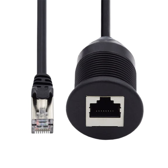 Vonzuda 3.3FT CAT6 Ethernet Extension Cable, RJ45 Male to Female LAN Network Cable, Waterproof Dustproof Screw Locking Panel Mount Cable for Car, Truck, Boat, CCTV, Router, Black