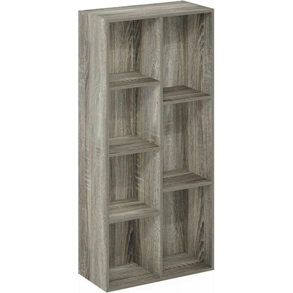 VooBang 7-Cube 41.7" Wooden Reversible Open Bookcase for Office, Living Room, French Oak, Multifunctional Shelf Storage Organizer for Home Decor