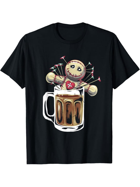Voodoo Doll In Beer Mug - Funny Graphic Beer Drinking Lover T-Shirt- Classic oktoberfest shirt Unisex 100% Cotton T-Shirt Breathable Casual Everyday Wear Affordable t shirts