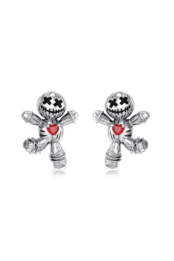 Voodoo Doll Earrings 925 Sterling Silver Horror Doll Earrings Pins Ghost Stud Gift Jewelry Halloween Christmas
