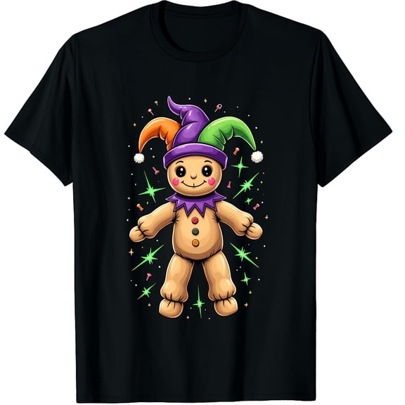 Voodoo Doll Mardi Gras New Orleans Louisiana Parade Graphic Crew Neck Short Sleeve T-Shirts (Men's, Women's)