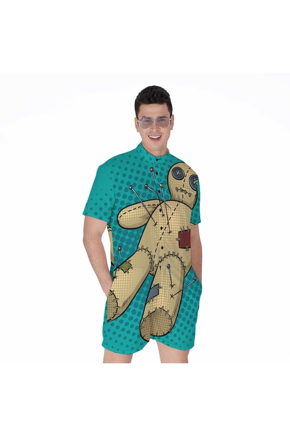 Voodoo Doll Short Sleeve Men'S Rompers Casual Summer Jumpsuits Outfit