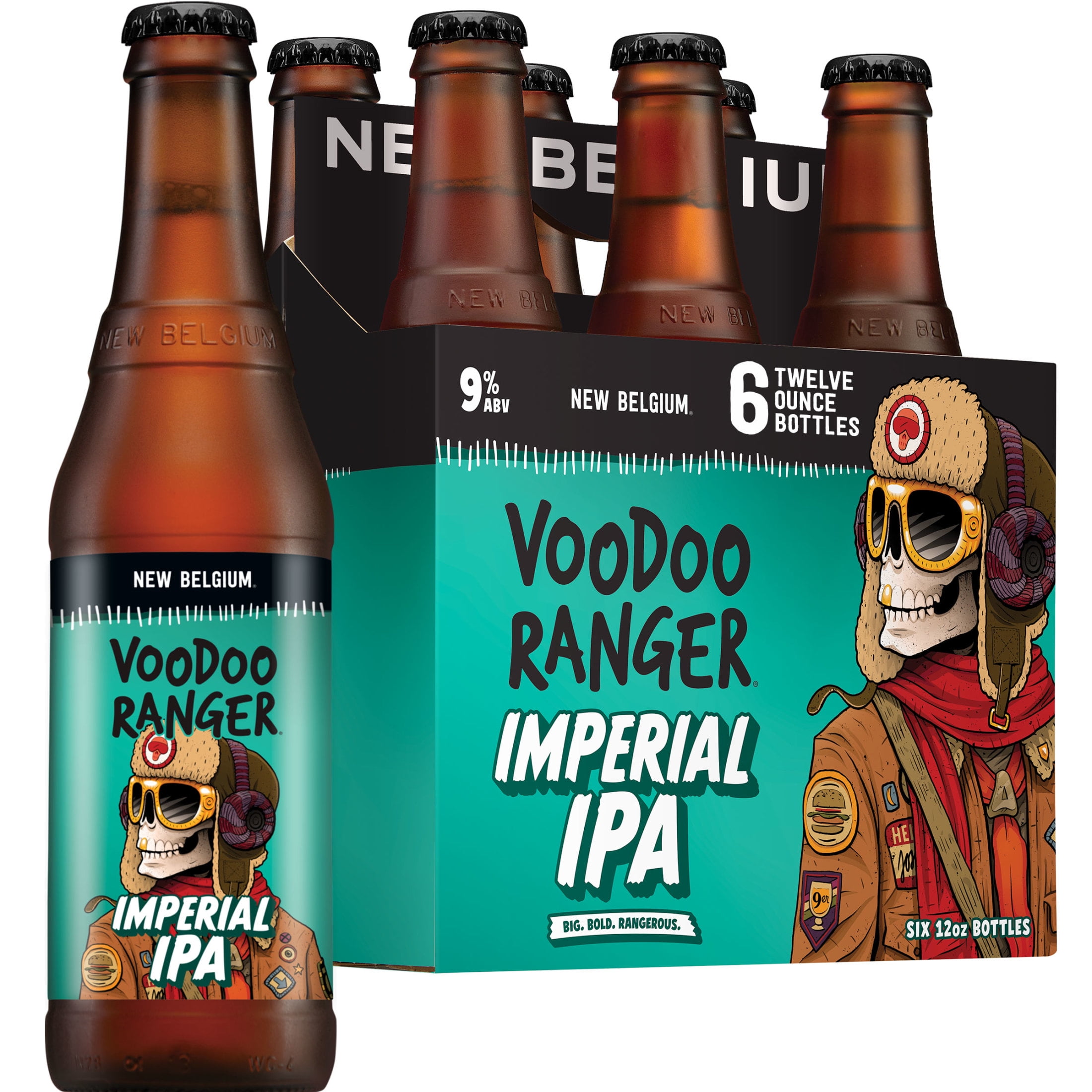 NEW BELGIUM Voodoo Ranger Imperial IPA Craft Beer, 6 pack, 12 fl oz Bottles, 9% ABV