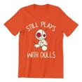 thumbnail image 1 of Voodoo Still Play With Dolls Creepy Gift Halloween Unisex Men's T-shirt, M, Orange, 1 of 6
