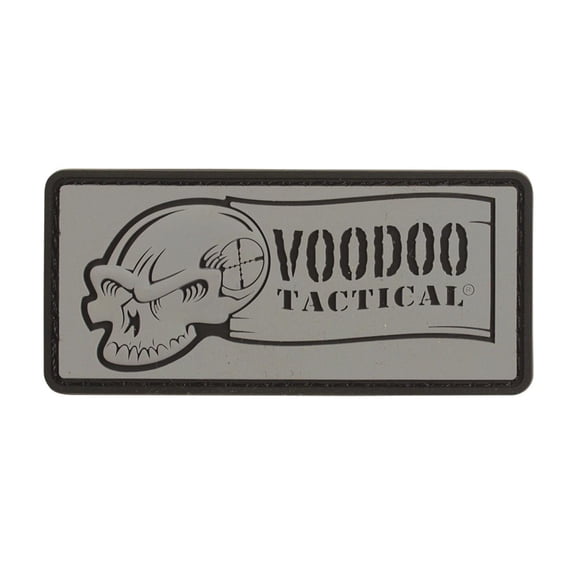 Voodoo Tactical 07-0981 Skull Logo 3.25" x 1.5" Rubber 3D Morale Patch, Gray