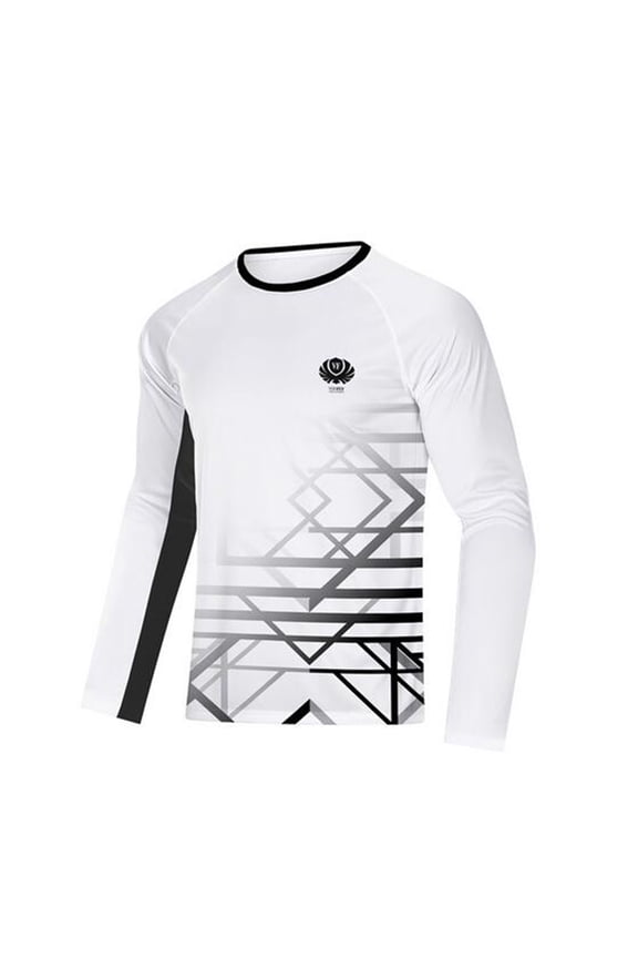 Men’s Long Sleeve Sun Protection Shirts UPF 50+ Running Long Sleeve Rash Guard Quick Dry White XXL