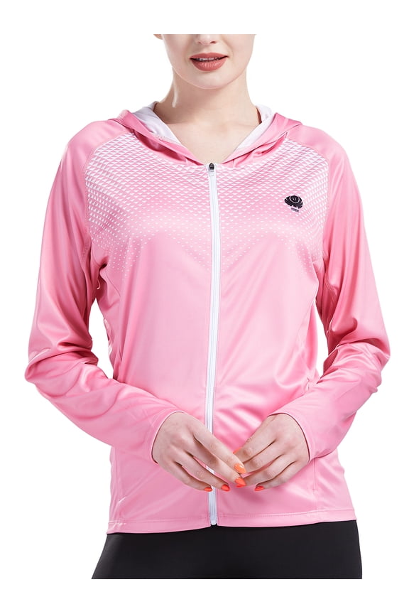 Sun Protection Jacket Women with Thumb Hole Lightweight Breathable Casual Women Zip Up Hoodie Women Hot Pink, Workout Sunproof Clothing For Women Long Sleeve L