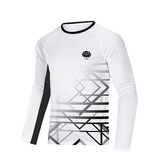 Voofly Sun Protection Shirts for Men UPF 50 Rash Guard Shirt Quick Dry White M