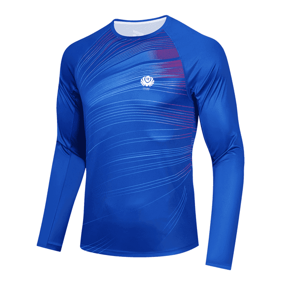 Voofly Sun Shirts for Men Long Sleeves Moisture Wicking Rash Guard Sun Protection Shirt Blue XXL