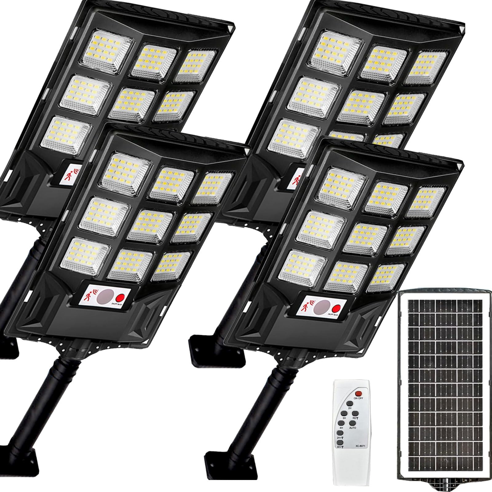 Voolex 4 Packs Solar Street Lights 220 Wide Angle Flood Lights, Total ...