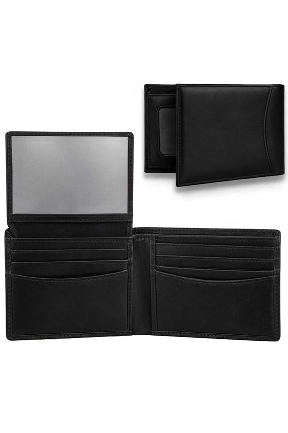 Top Grain Leather Wallet for Men | RFID Blocking Slim Bifold, 12 Card Slots, 2 ID Windows | Premium Leather, Durable & Ideal Gift for Fathers Day, Birthdays & Anniversaries (Black) A101