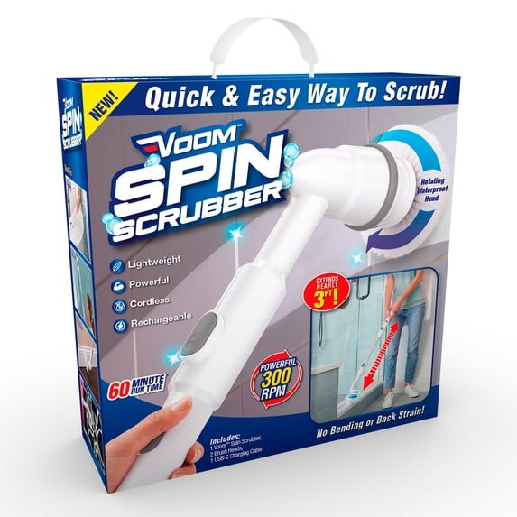 Voom® Spin Scrubber, Cordless Scrubbing Brush, Powerful, Heavy-Duty & All-Purpose Brushes, Rechargeable