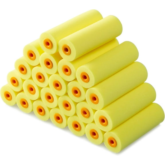 Voomey 24-Piece 4'' Yellow Flat Head Sponge Mini Roller cover